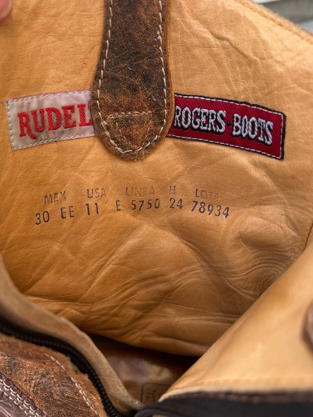 Vintage Rogers Boots Rudel Mens 11 E Leather Western